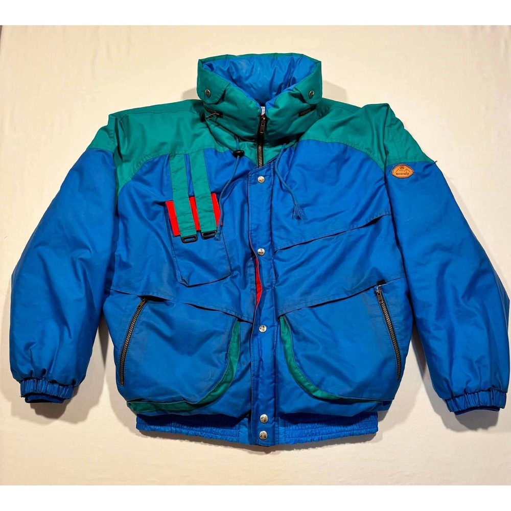 Vintage Anoralp Schmello Designer Ski Jacket‎ Blue Teal Colorblock France Mens L